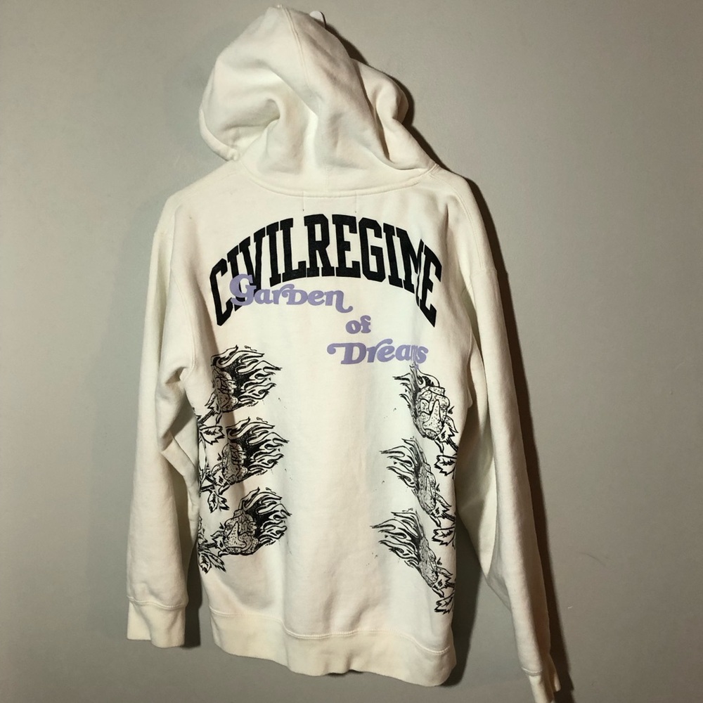 Civil Regime "Garden of Dreams" limited edition white hoodie rose graphics 205 M